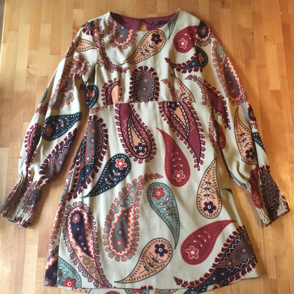 Zara paisley dress/tunic with open back closure